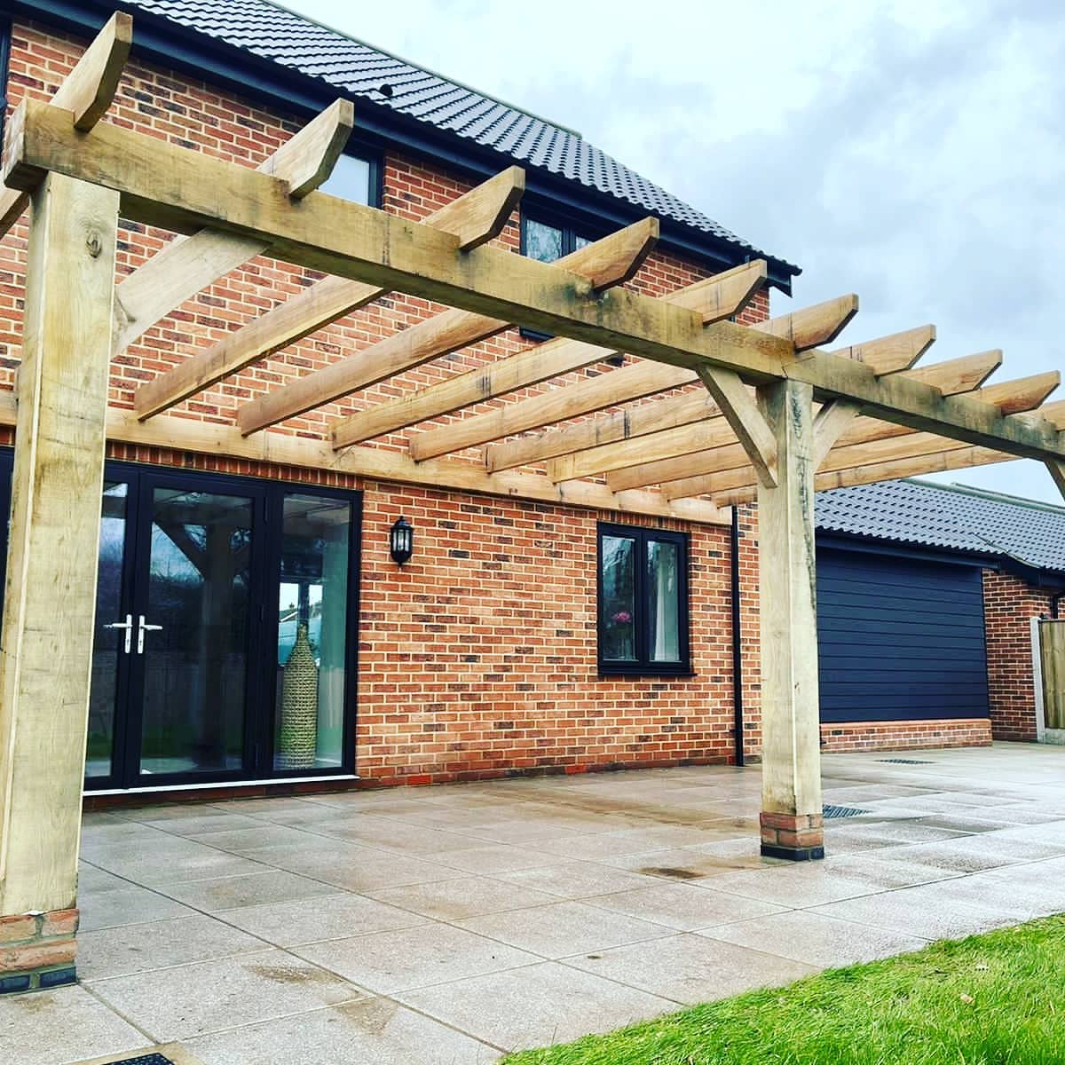 Oak beam pergola North Walsham Norfolk